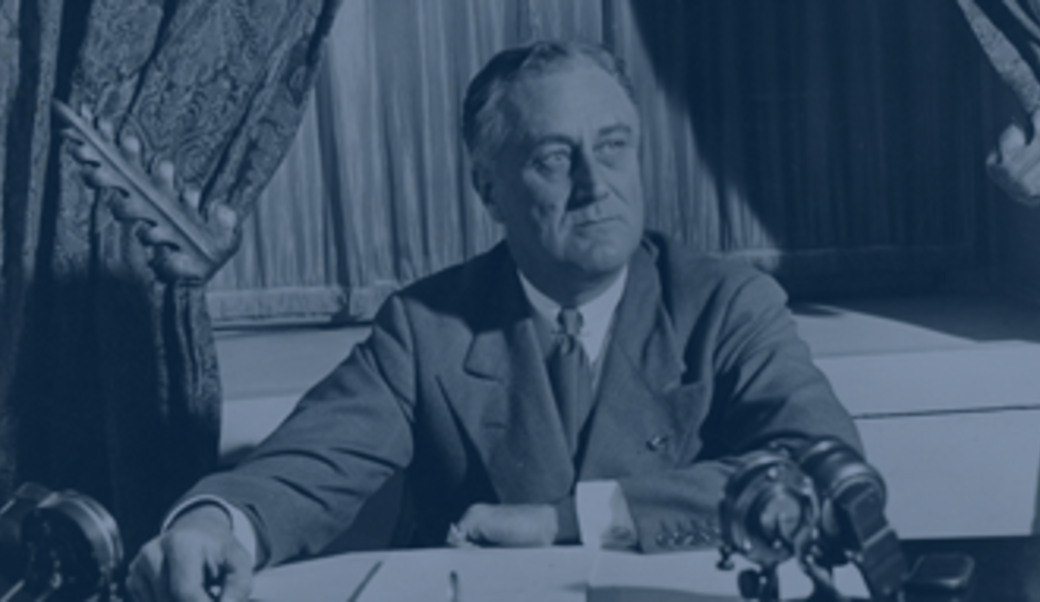 Franklin Roosevelt preparing to deliver his first fireside chat