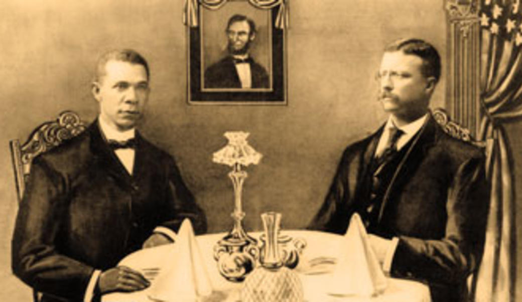 Print showing Booker T. Washington and Theodore Roosevelt