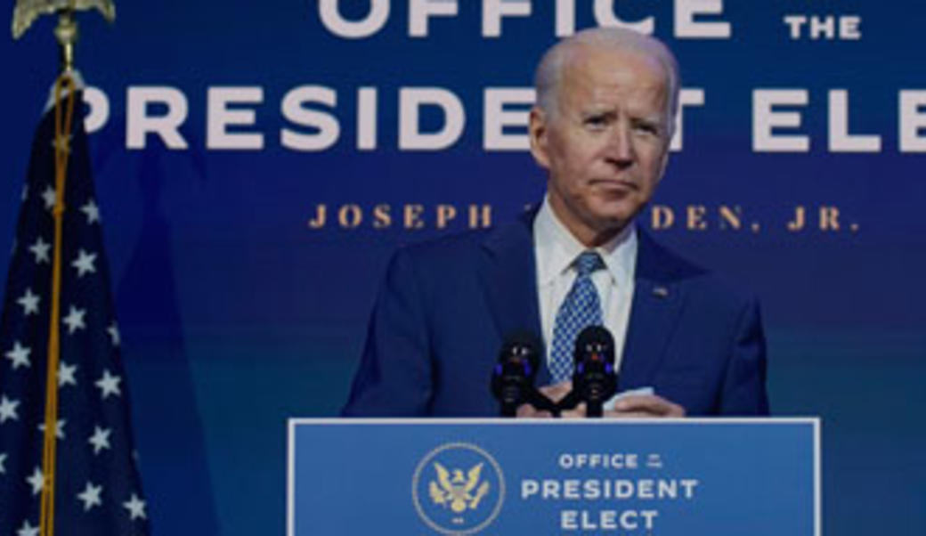 Joe Biden at president-elect lectern