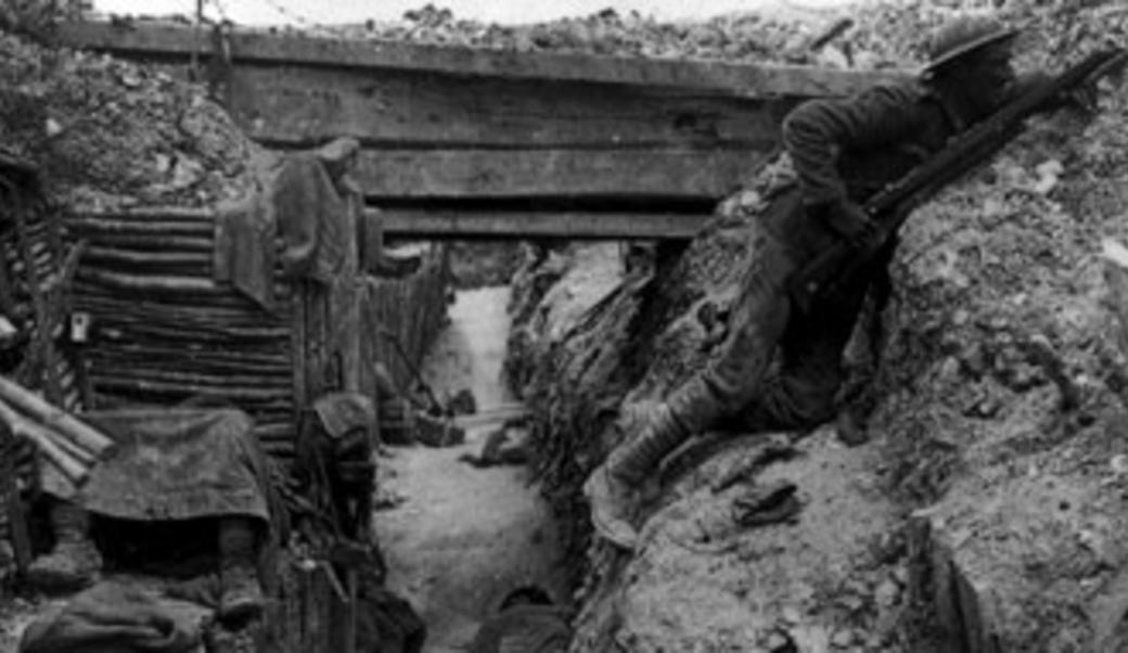 World War I soldiers in a trench