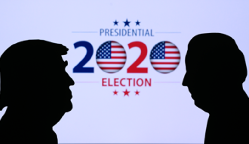 Trump and Biden in silhouette