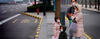 Chinese family on street wearing masks