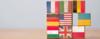 international flags painted on wooden blocks