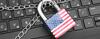 Padlock with American flag on keyboard