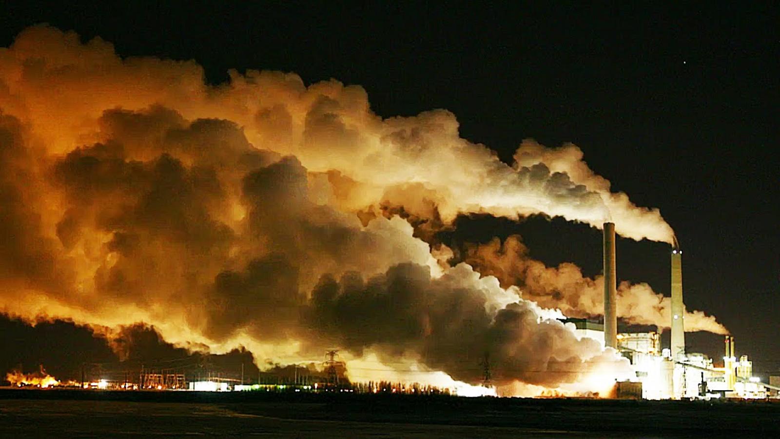 Smoke coming from smoke stacks